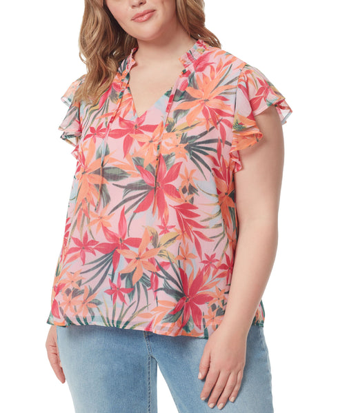 Jessica Simpson Trendy Plus Size Alaina Flutter Sleeve Top